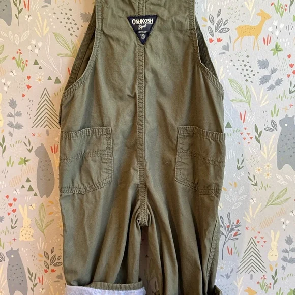 Oshkosh baby B’gosh 24 Month Airplane Lined/ Cuff Army Green Vestbak Overalls - Picture 15 of 15